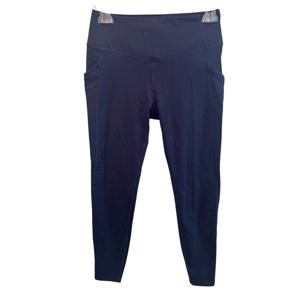 Baleaf Womens Navy Blue Leggings High Waisted Side Pockets Small NEW